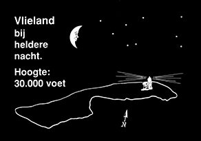 Vlieland bij heldere nacht. Hoogte: 30.000 voet